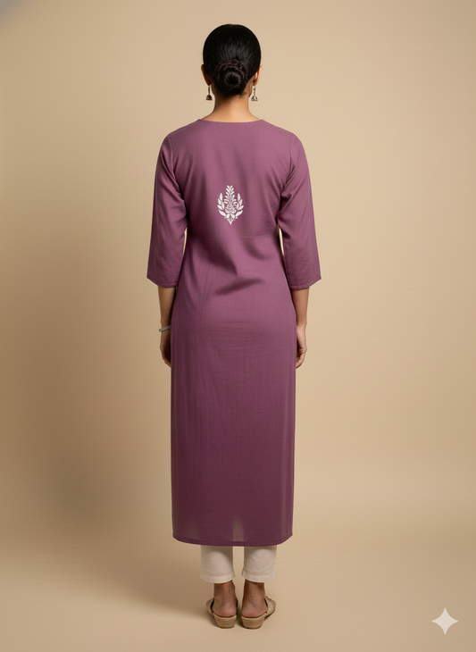 Aarzoo Mauve Lucknowi Chikankari Kurta