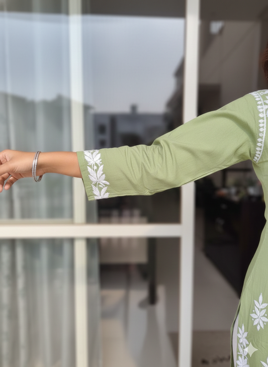 Nazakat Green Lucknowi Chikankari Kurta