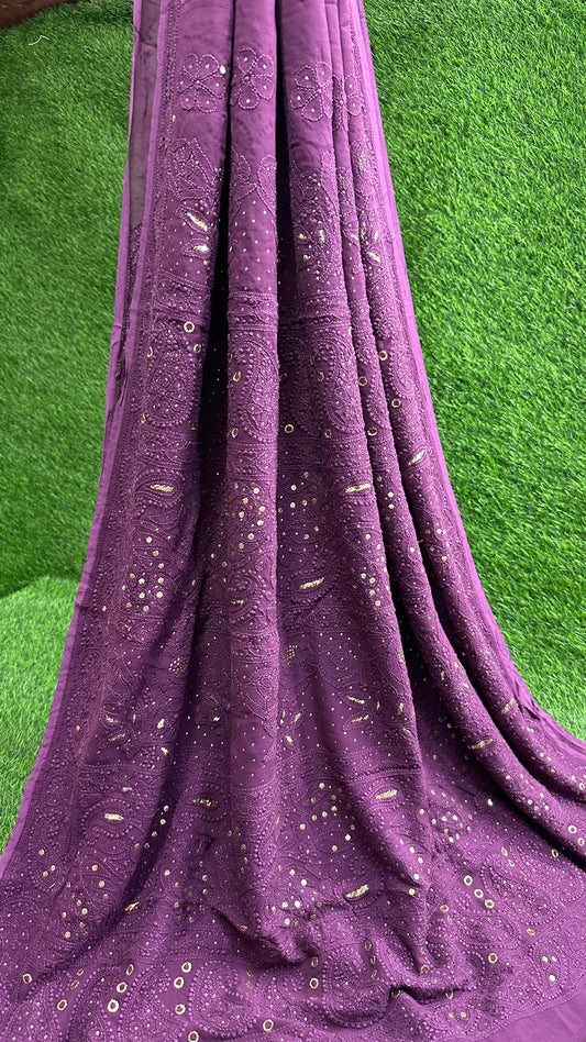 Noor-e-Lucknow Viscose Georgette Chikankari Saree