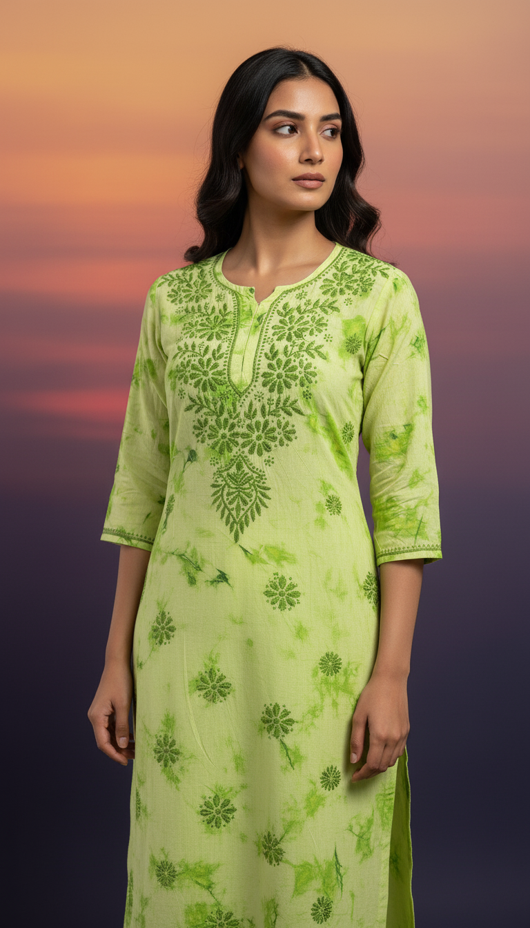 Noor-e-Sabz Chikankari Kurti