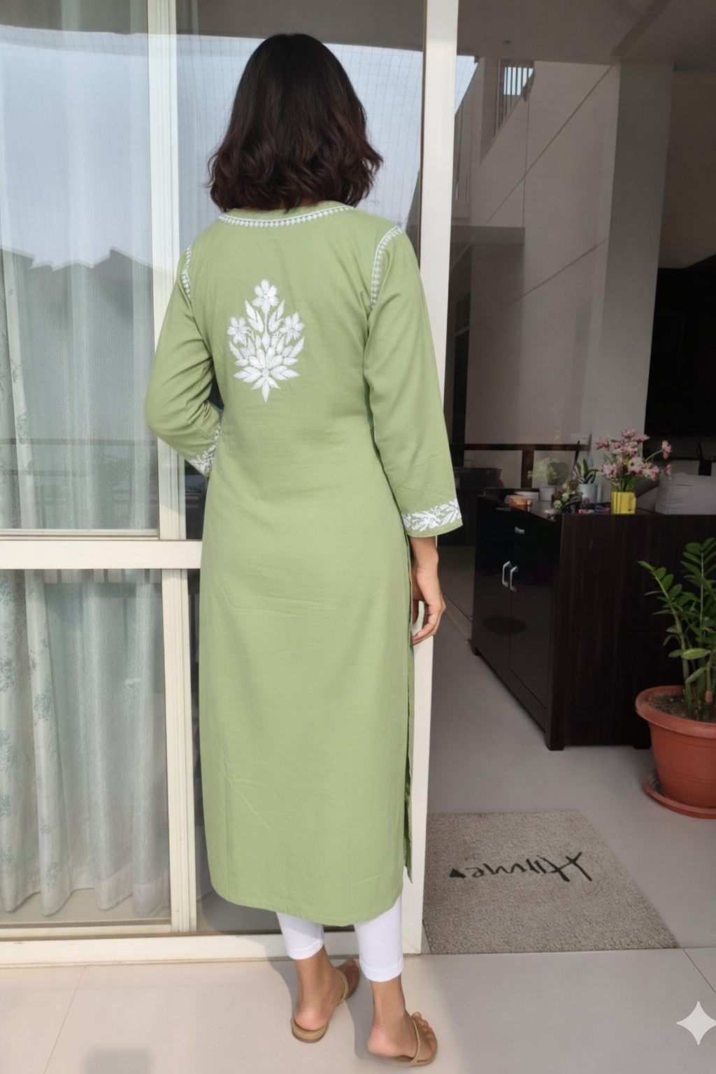 Nazakat Green Lucknowi Chikankari Kurta