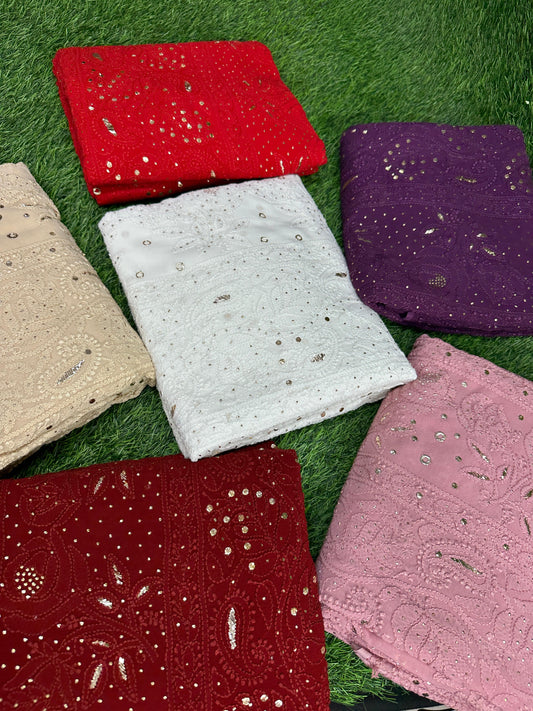 Noor-e-Lucknow Viscose Georgette Chikankari Saree