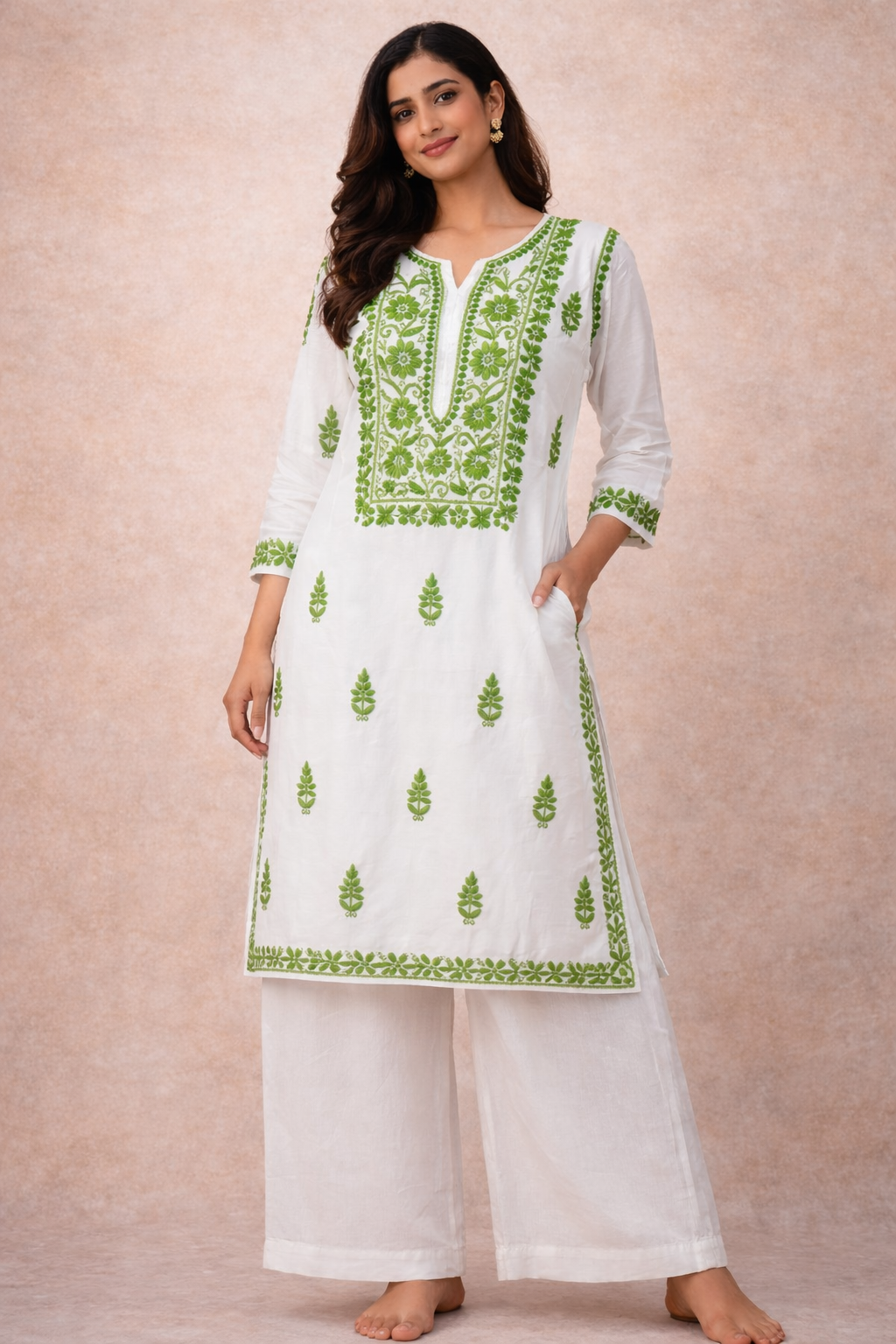 Neelima Green Chikankari Kurti
