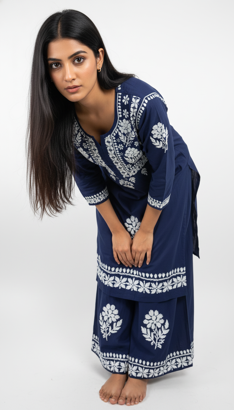 Noor-e-Neel Chikankari Kurti Set