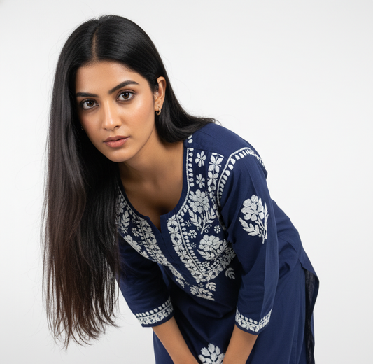 Noor-e-Neel Chikankari Kurti Set