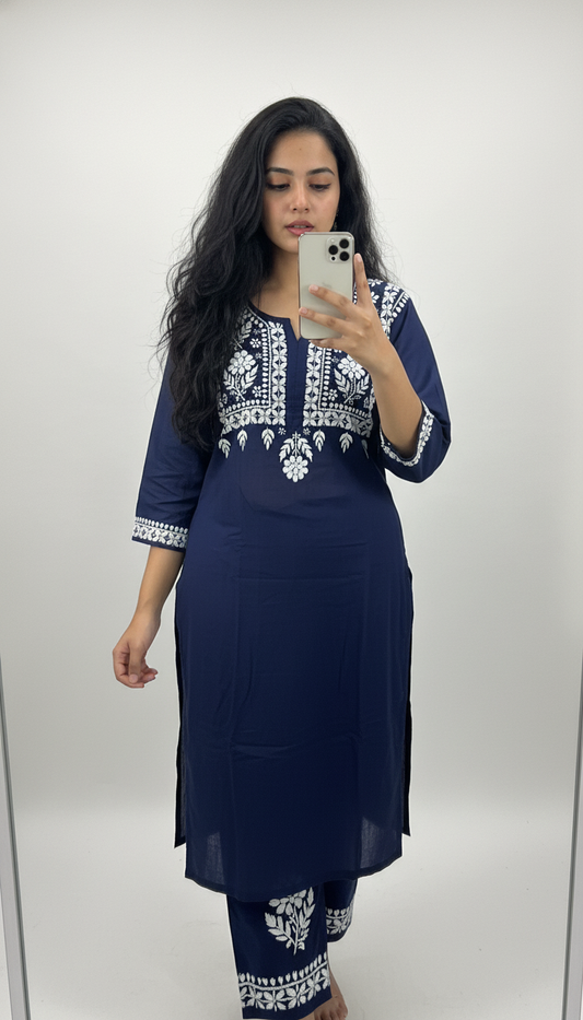 Noor-e-Neel Chikankari Kurti Set